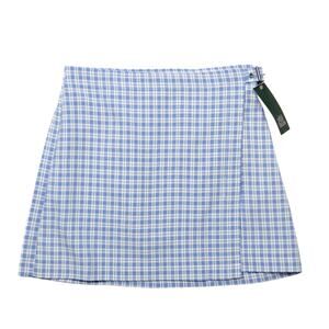 Wild Fable Blue White Gingham Plaid Wrap Mini Skirt with Belt  XS Extra Small